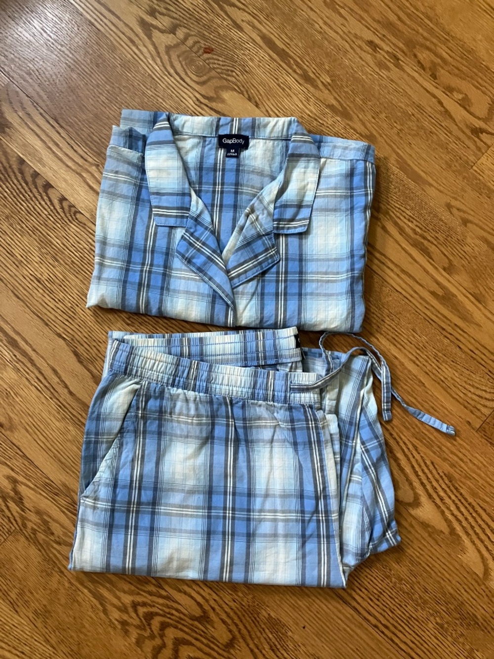 Gap Factory Cotton Poplin Blue Plaid Short Sleeve Pajamas
